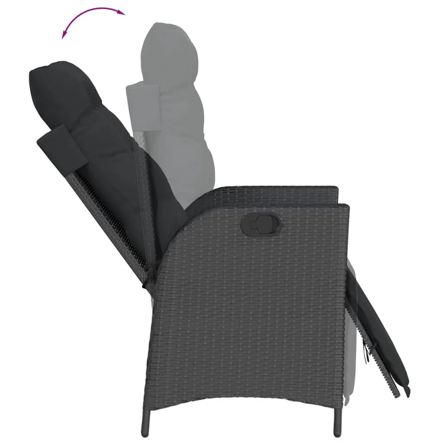 Ensemble à manger de jardin coussins 5pcs Noir Résine tressée - 7