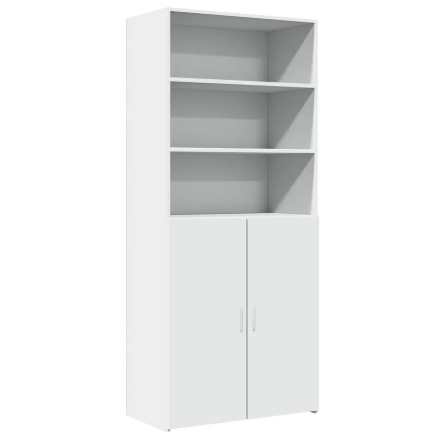 Buffet haut blanc 80x42,5x185 cm bois d'ingénierie - 2
