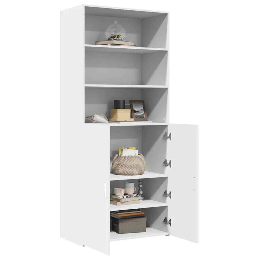 Buffet haut blanc 80x42,5x185 cm bois d'ingénierie - 7
