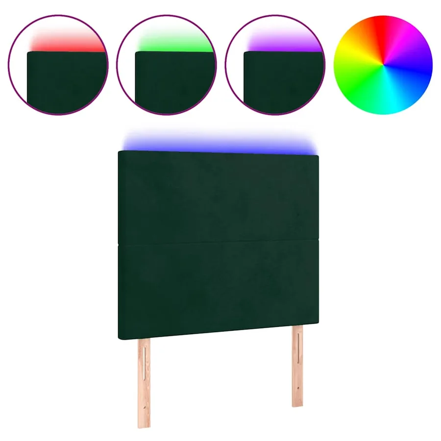 Tête de lit à LED Vert foncé 80x5x118/128 cm Velours - 2