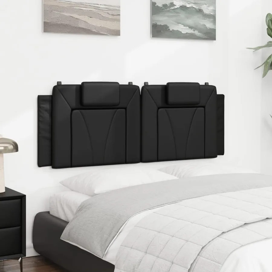 Coussin de tête de lit Viana noir 140 cm similicuir - 4