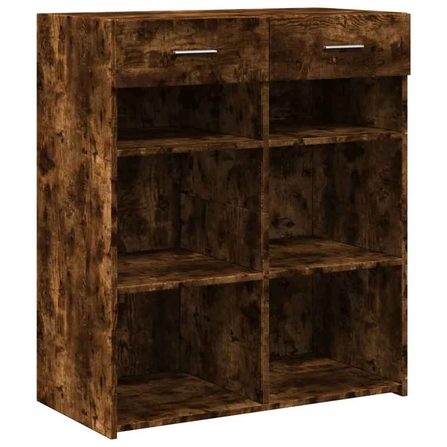 Buffet chêne fumé 80x42,5x93 cm bois d'ingénierie - 2