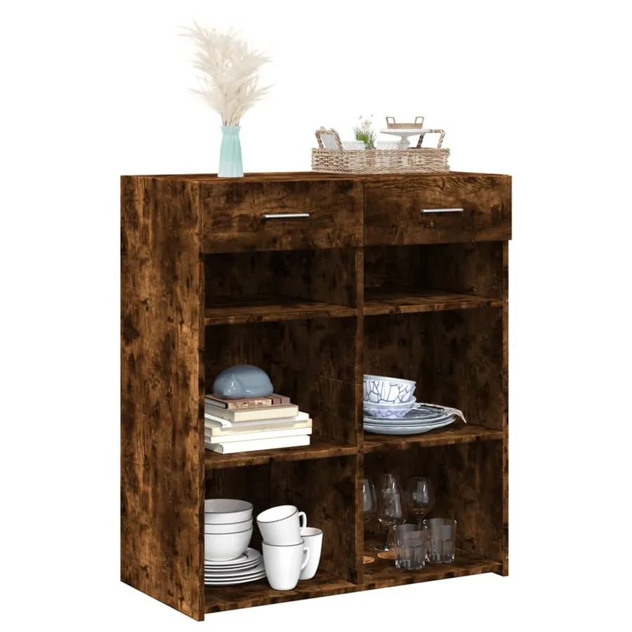 Buffet chêne fumé 80x42,5x93 cm bois d'ingénierie - 3