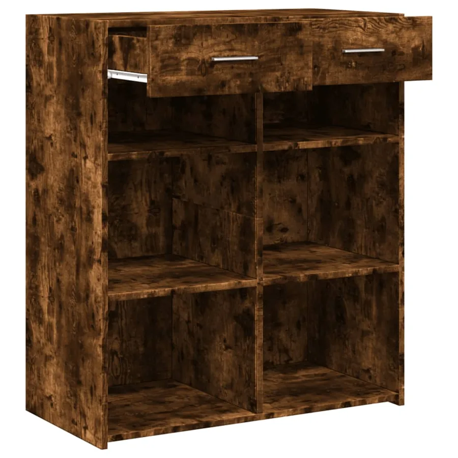 Buffet chêne fumé 80x42,5x93 cm bois d'ingénierie - 7