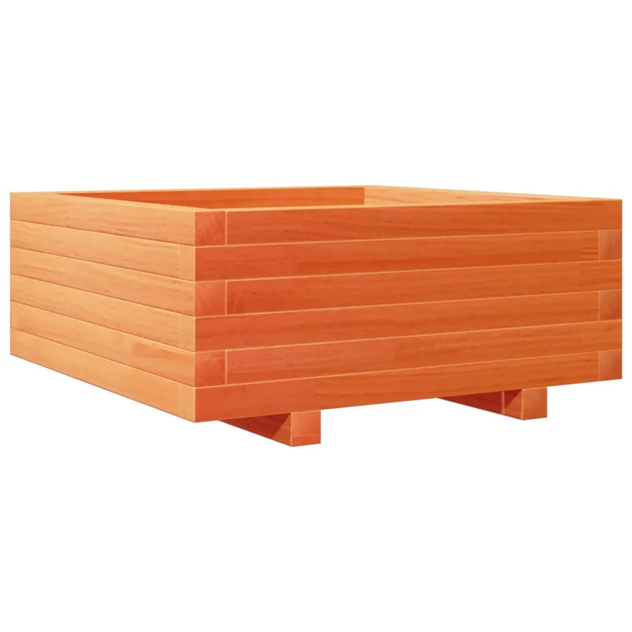 Jardinière cire marron 60x60x26,5 cm bois de pin massif - 2