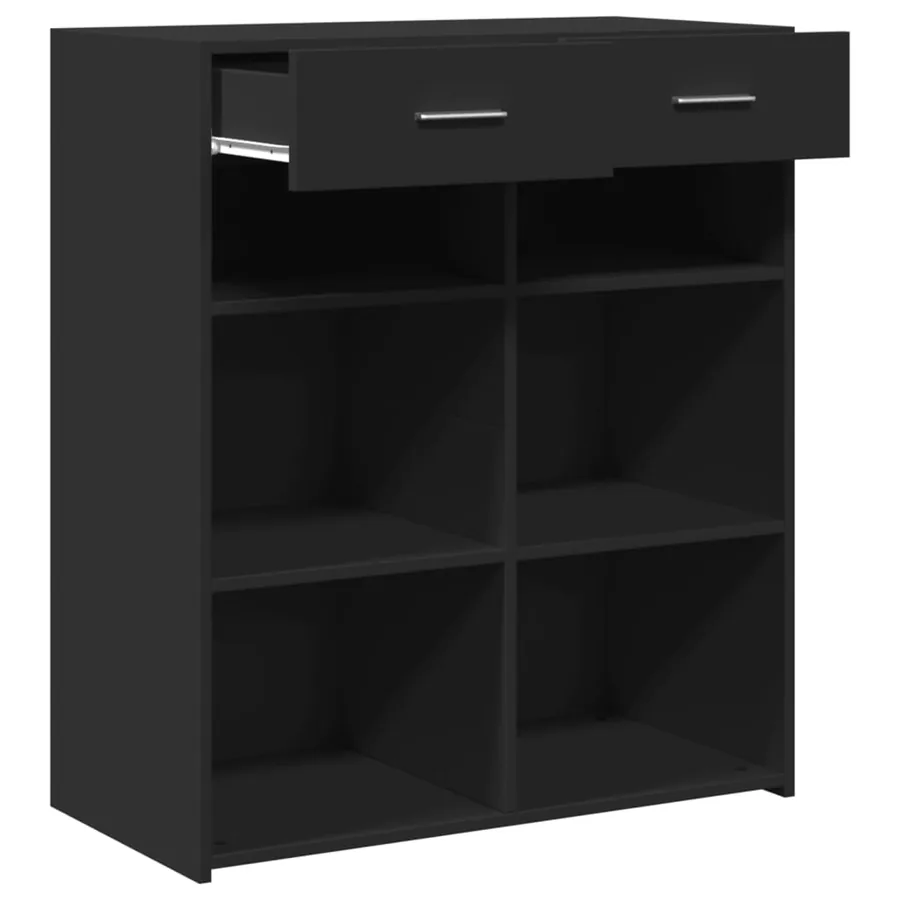 Buffet noir 80x42,5x93 cm bois d'ingénierie - 7