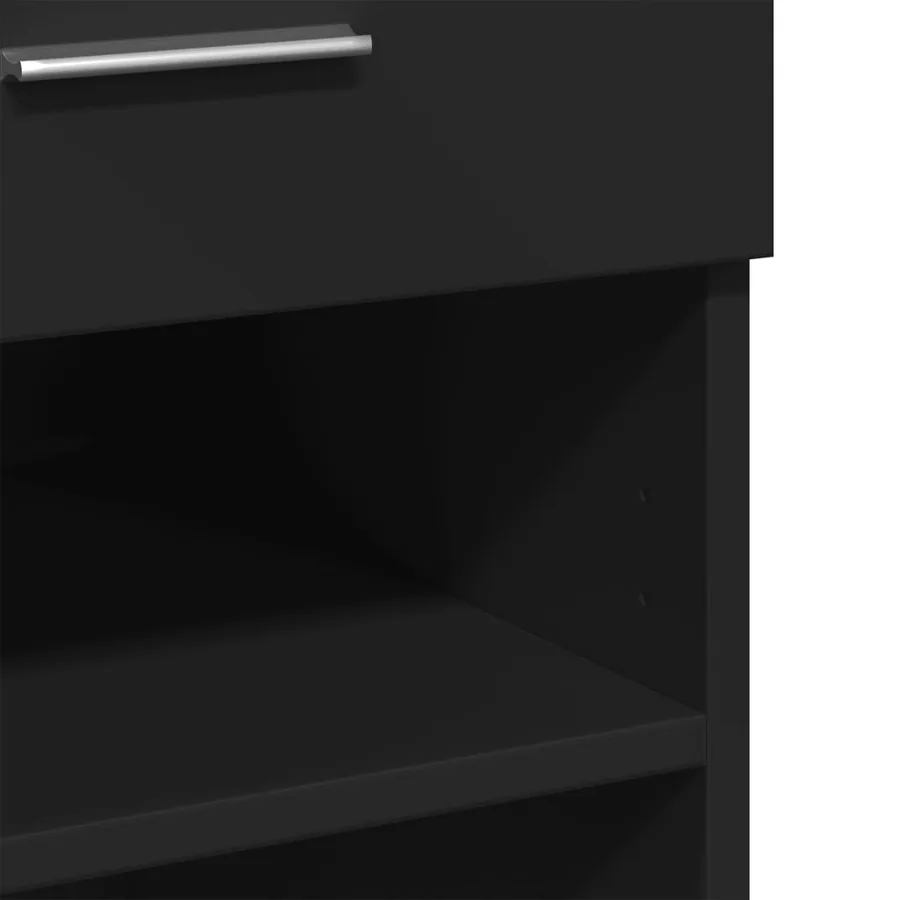 Buffet noir 80x42,5x93 cm bois d'ingénierie - 8