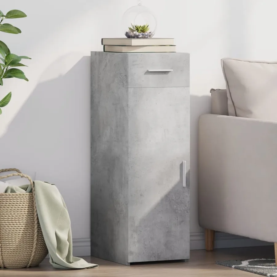 Buffet gris béton 30x42,5x93 cm bois d'ingénierie