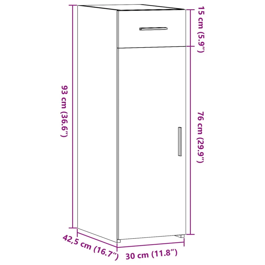 Buffet gris béton 30x42,5x93 cm bois d'ingénierie - 11