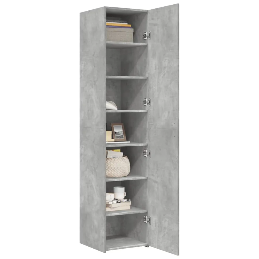Buffet haut gris béton 40x42,5x185 cm bois d'ingénierie - 7