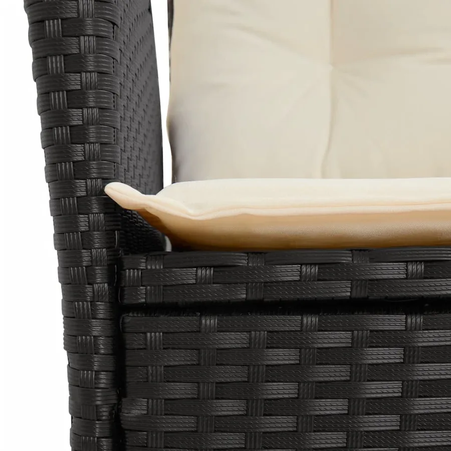 Ensemble à manger de jardin 9pcs coussins noir résine tressée - 5