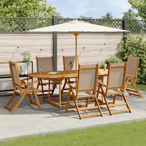 Ensemble à Manger de jardin 7pcs bois d'acacia solide textilène