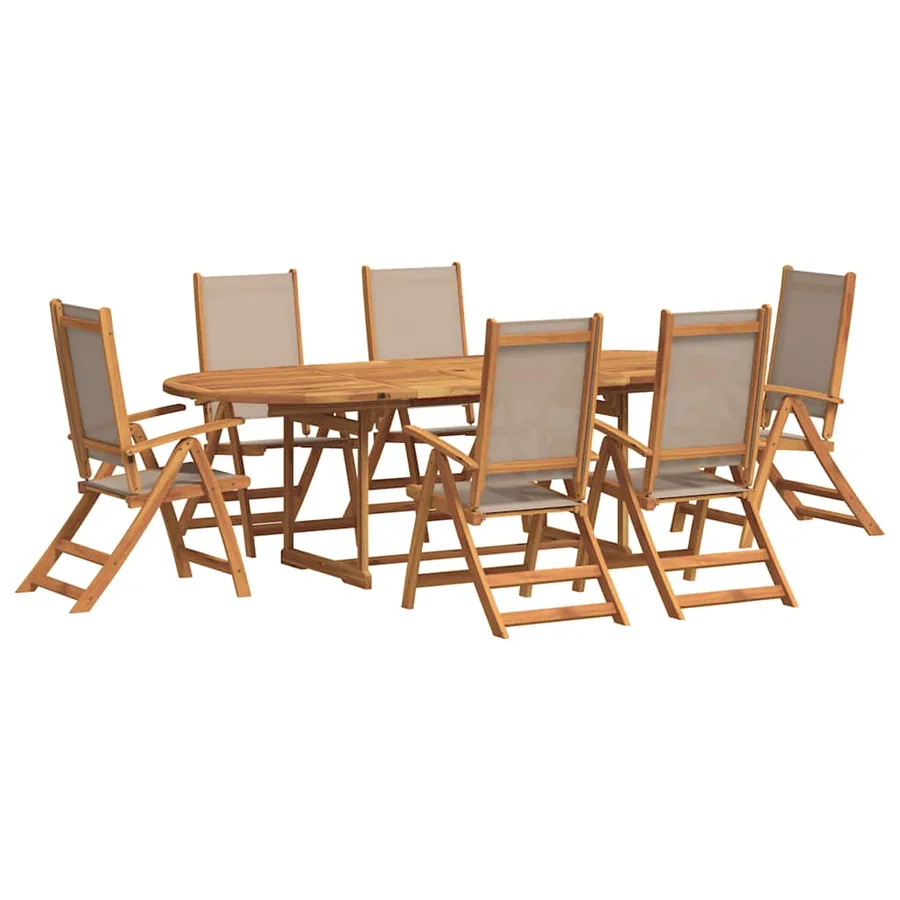 Ensemble à Manger de jardin 7pcs bois d'acacia solide textilène - 2