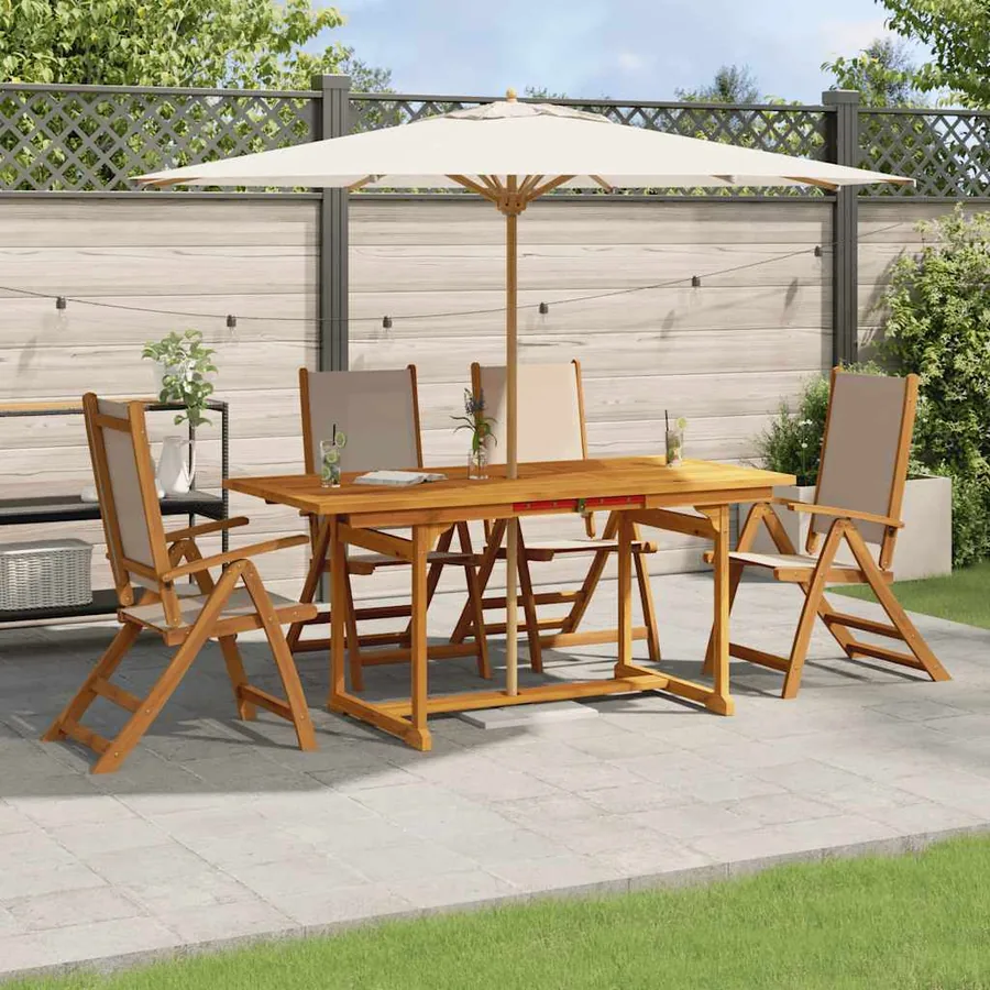Ensemble à manger de jardin 5pcs bois d'acacia solide textilène