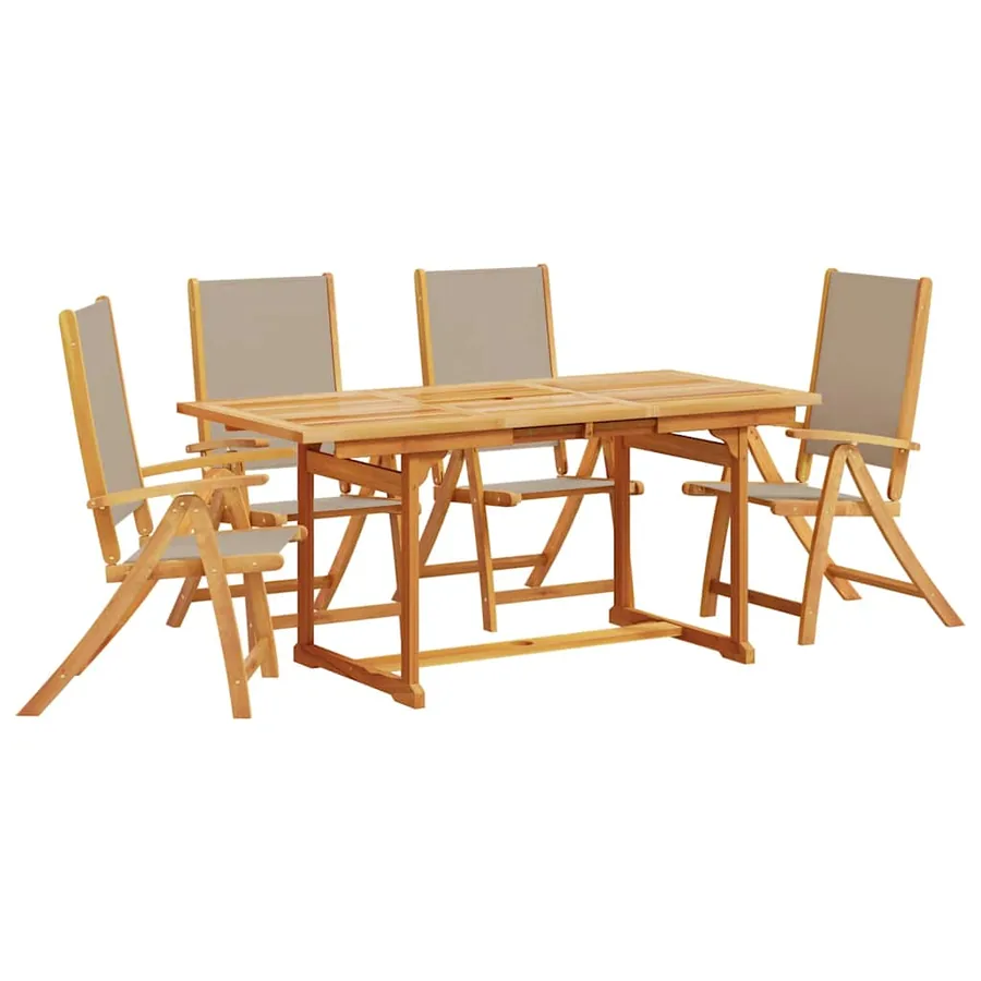 Ensemble à manger de jardin 5pcs bois d'acacia solide textilène - 2