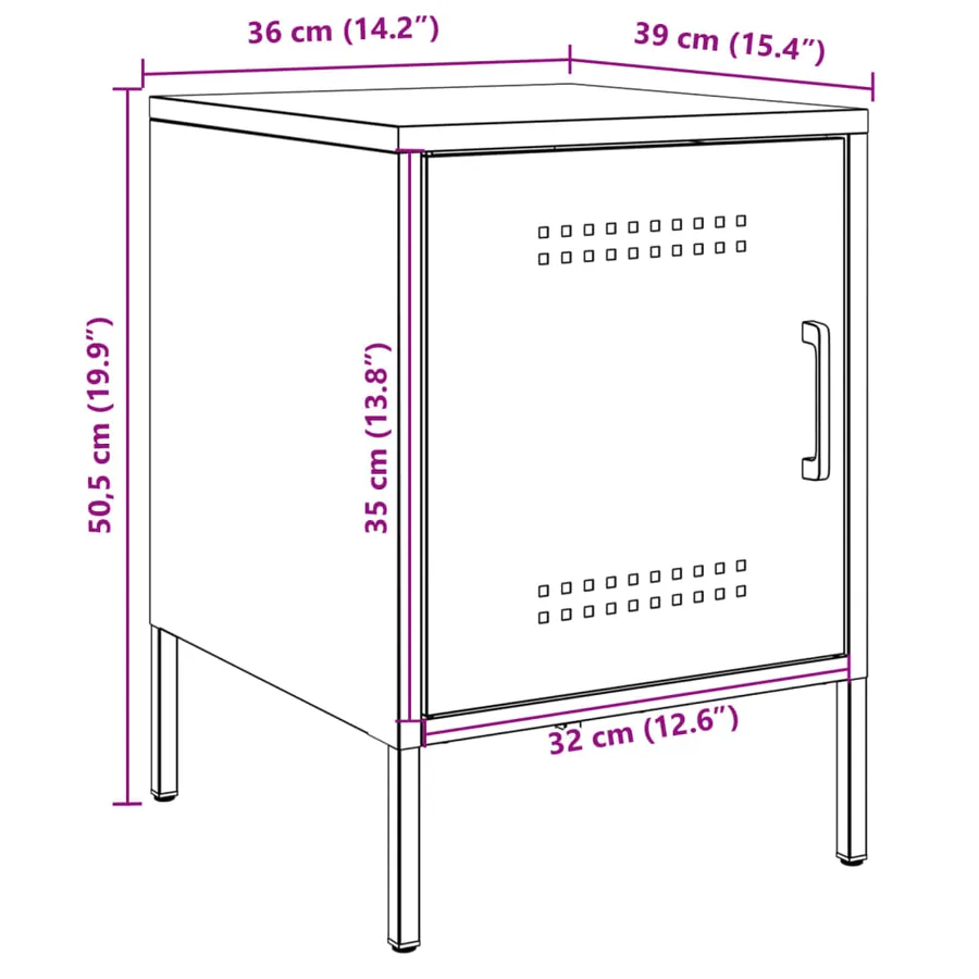 Tables de chevet 2 pcs blanc 36x39x50,5 cm acier - 14