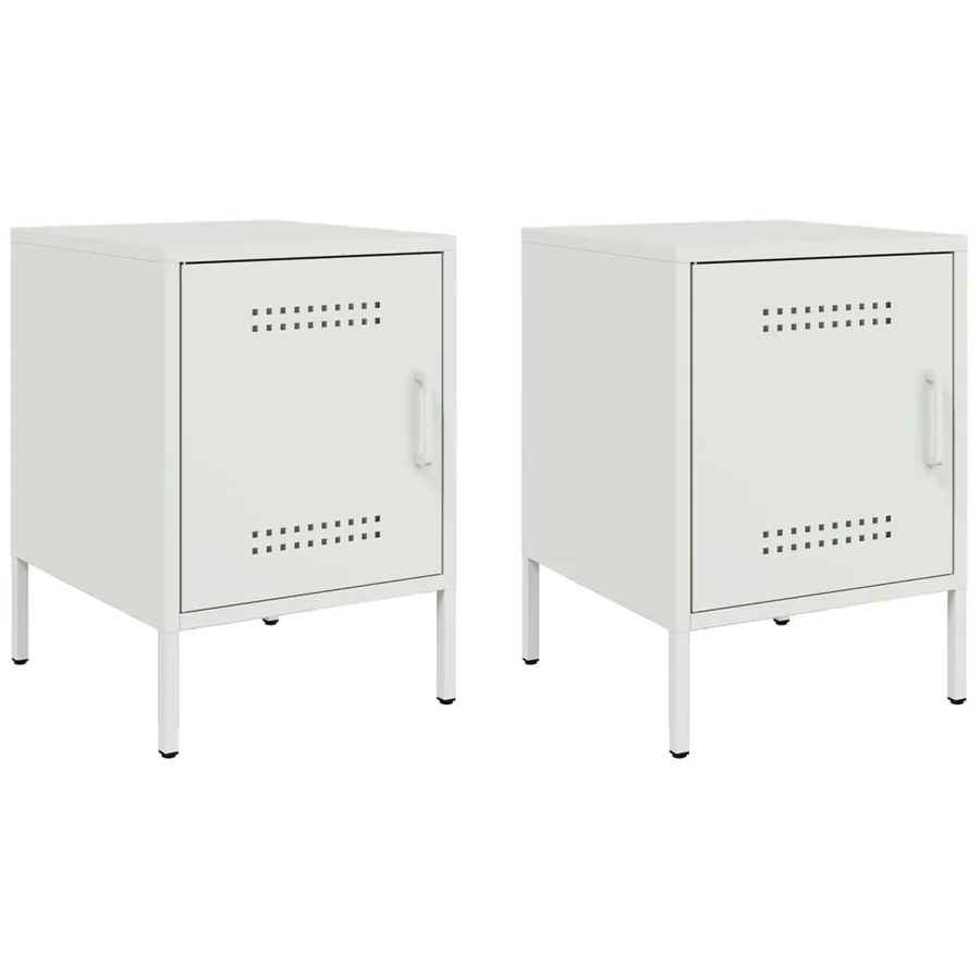 Tables de chevet 2 pcs blanc 36x39x50,5 cm acier - 2