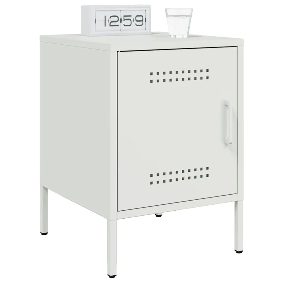 Tables de chevet 2 pcs blanc 36x39x50,5 cm acier - 3