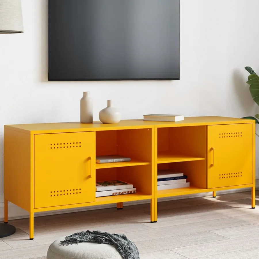 Meubles TV 2 pcs jaune moutarde 68x39x50,5 cm acier