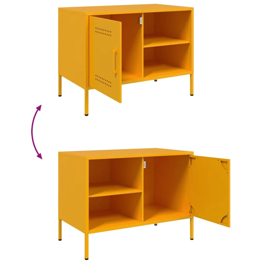 Meubles TV 2 pcs jaune moutarde 68x39x50,5 cm acier - 12