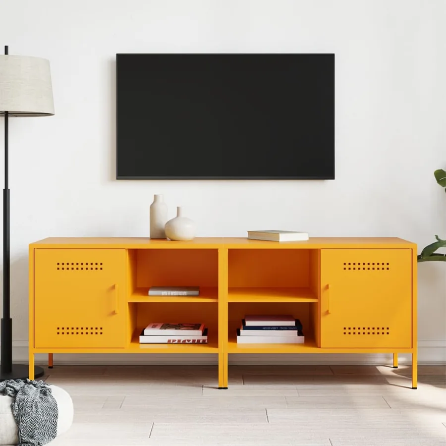Meubles TV 2 pcs jaune moutarde 68x39x50,5 cm acier - 3
