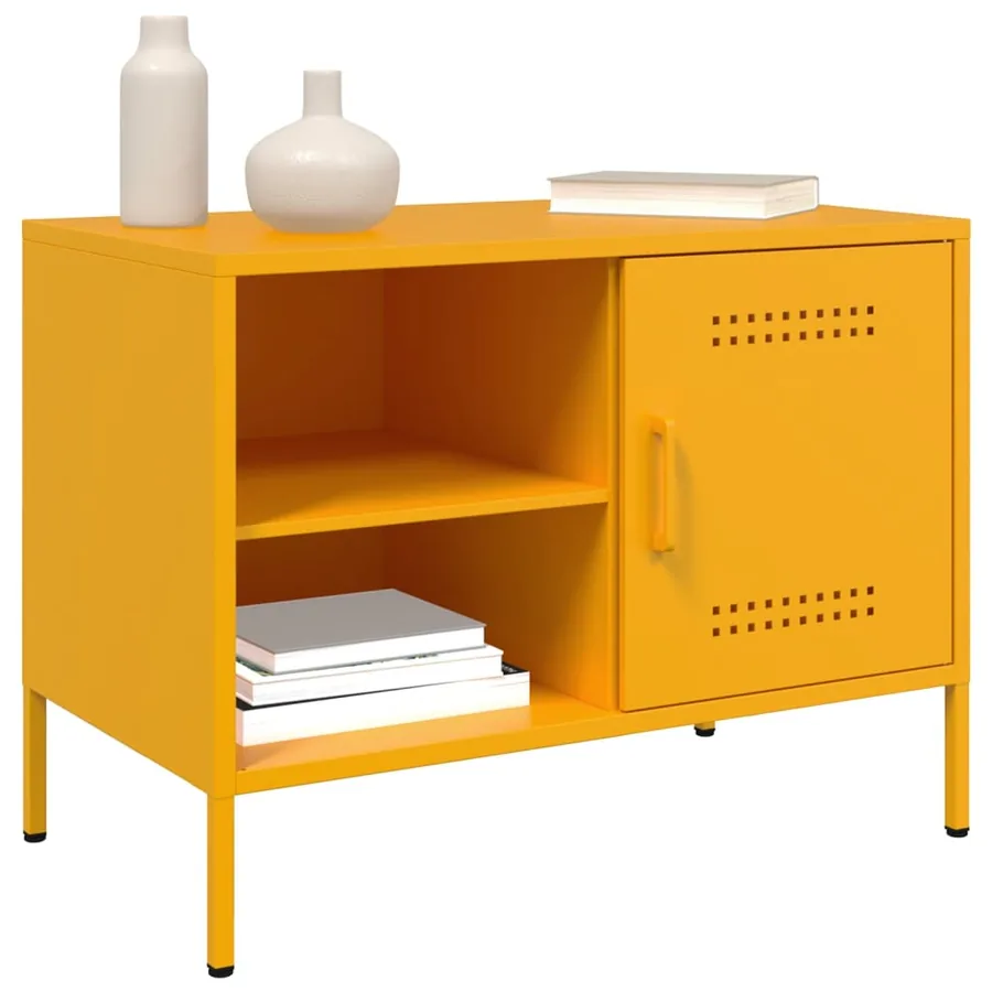 Meubles TV 2 pcs jaune moutarde 68x39x50,5 cm acier - 4