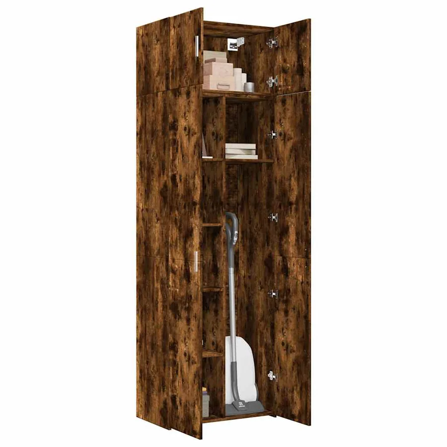 Armoire de rangement chêne fumé 70x42,5x225cm bois d'ingénierie - 3