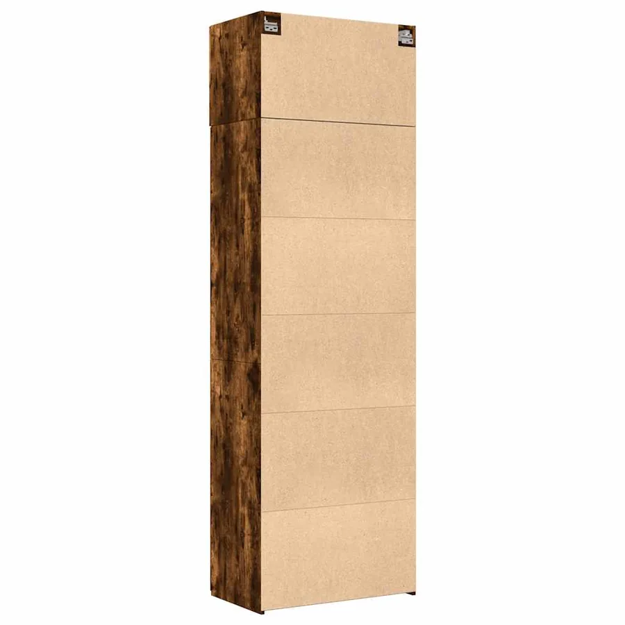 Armoire de rangement chêne fumé 70x42,5x225cm bois d'ingénierie - 8