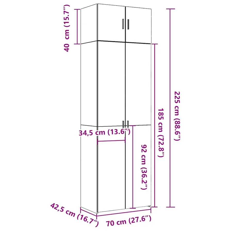 Armoire de rangement chêne sonoma 70x42,5x225 cm - 13