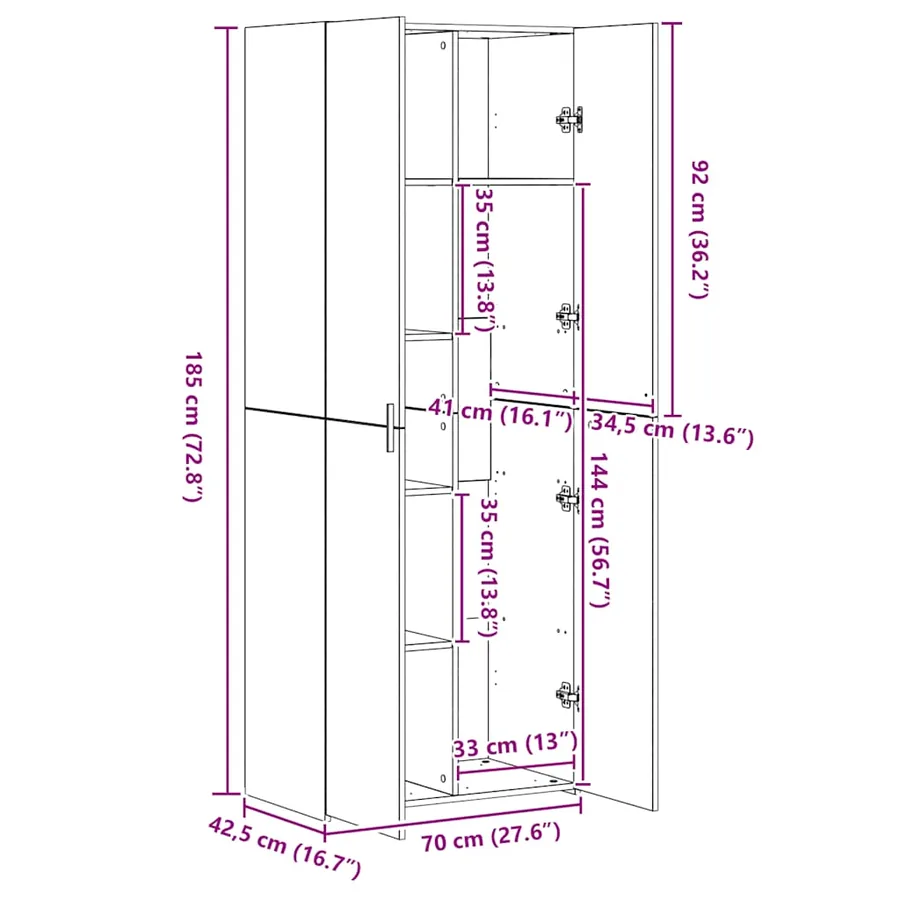 Armoire de rangement chêne sonoma 70x42,5x225 cm - 14