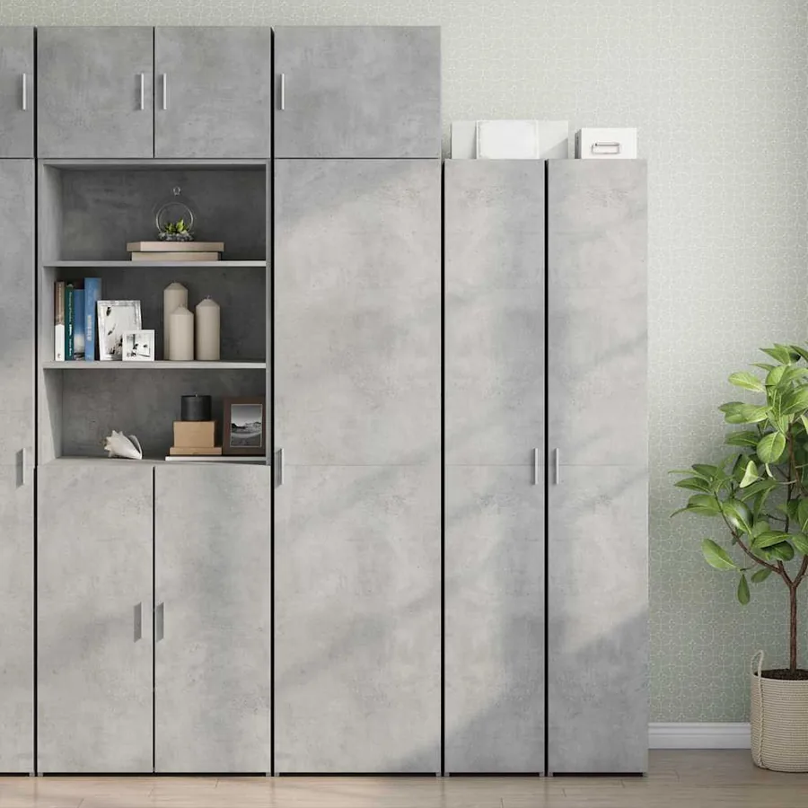 Armoire de rangement mince gris béton 50x42,5x225 cm