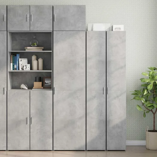 Armoire de rangement mince gris béton 50x42,5x225 cm