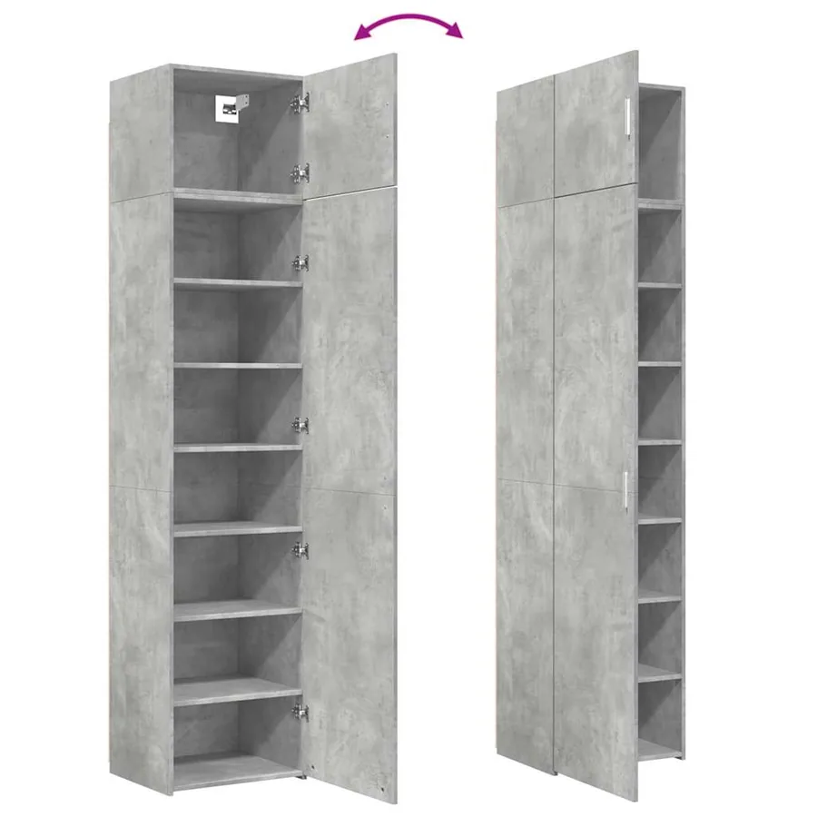 Armoire de rangement mince gris béton 50x42,5x225 cm - 9