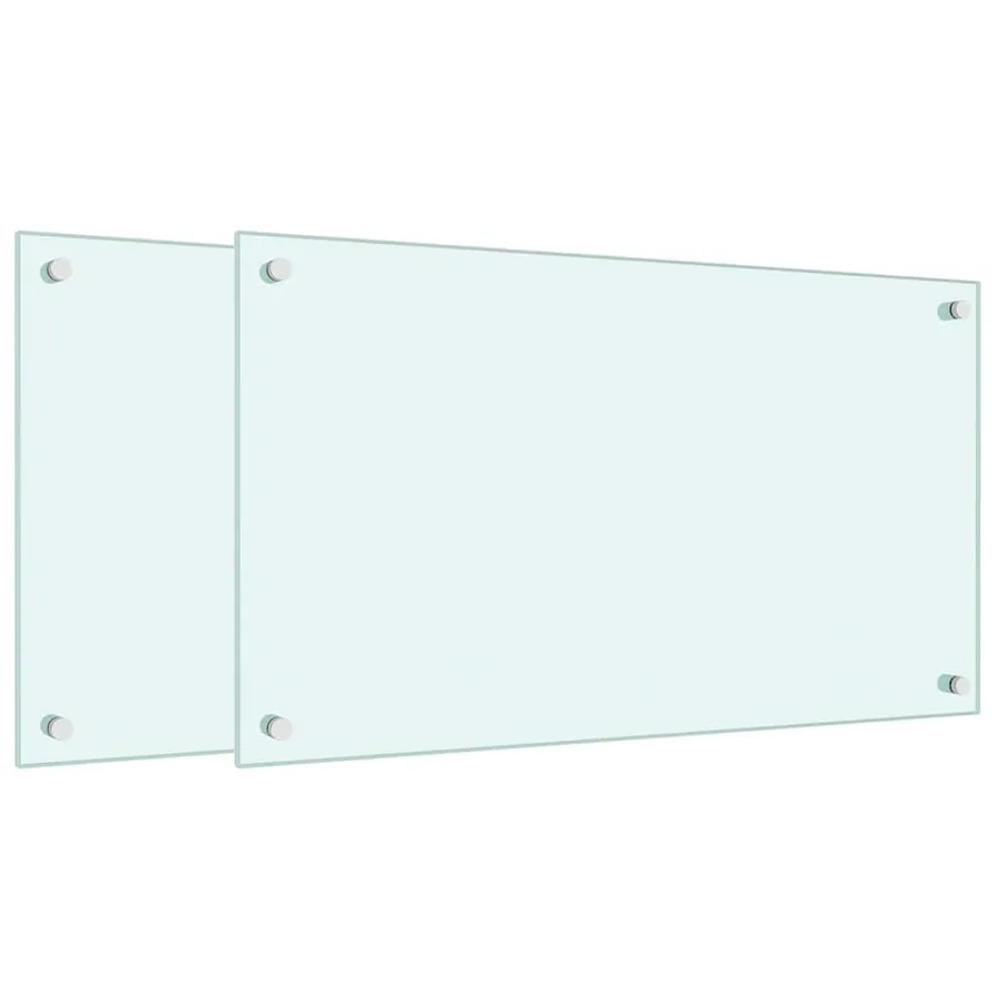 Dosserets de cuisine 2 pcs blanc 70x40 cm verre trempé - 2