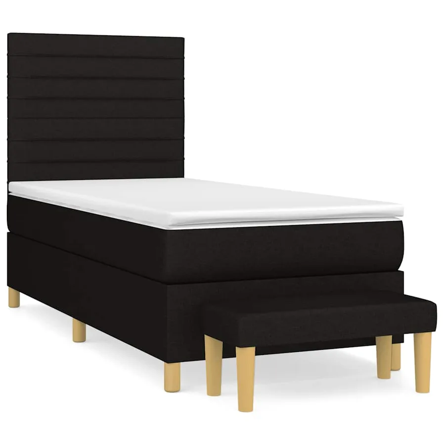 Sommier à lattes de lit avec matelas Noir 90x200 cm Tissu - 2