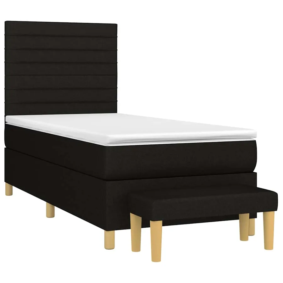 Sommier à lattes de lit avec matelas Noir 90x200 cm Tissu - 3