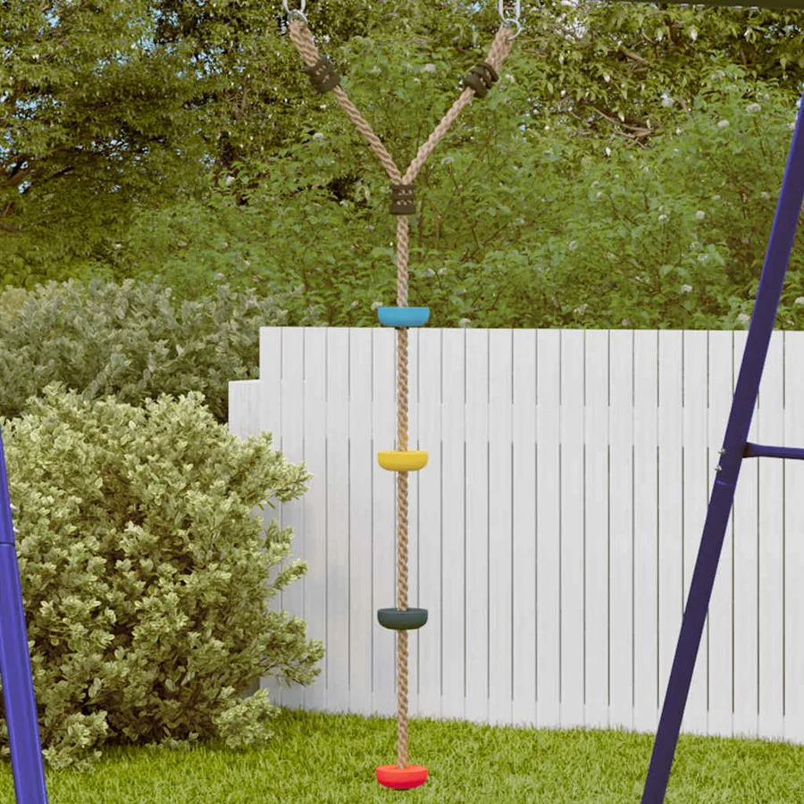Balançoire à câble à disque d'enfants et 4 marches multicolore