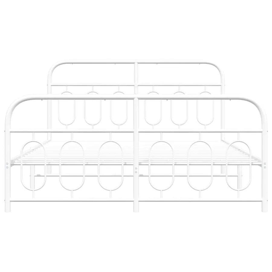 Cadre de lit métal sans matelas et pied de lit blanc 140x190 cm - 4