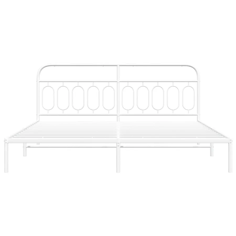 Cadre de lit métal sans matelas et tête de lit blanc 200x200 cm - 4