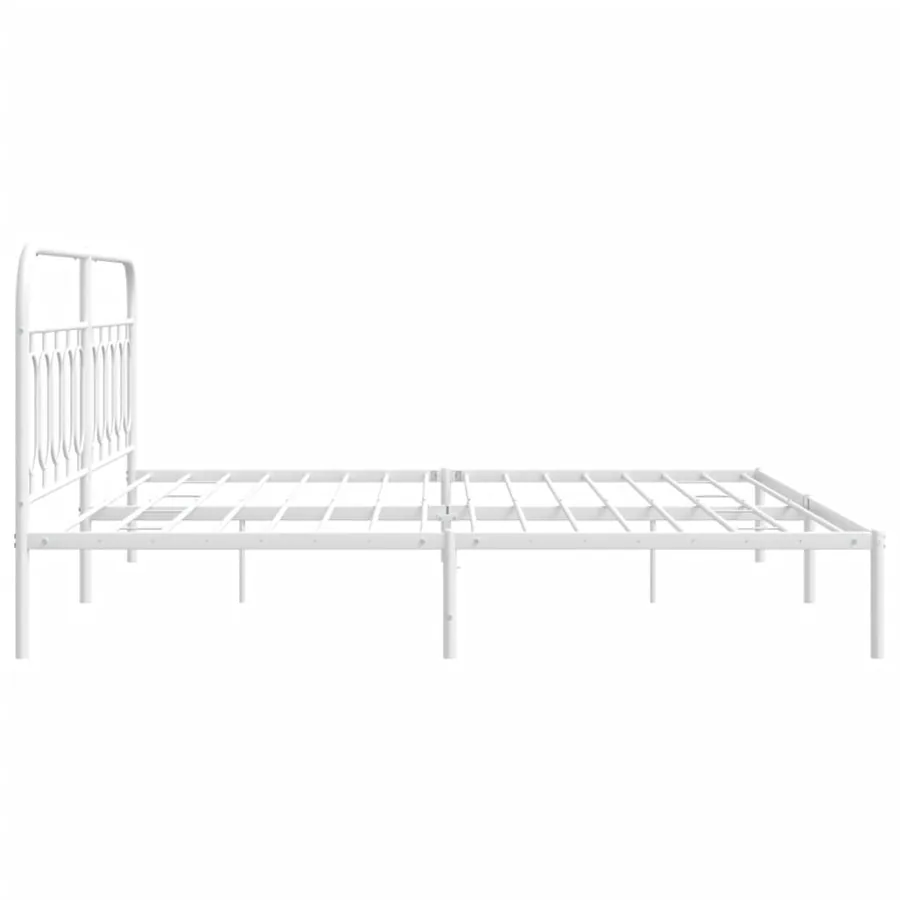 Cadre de lit métal sans matelas et tête de lit blanc 200x200 cm - 5