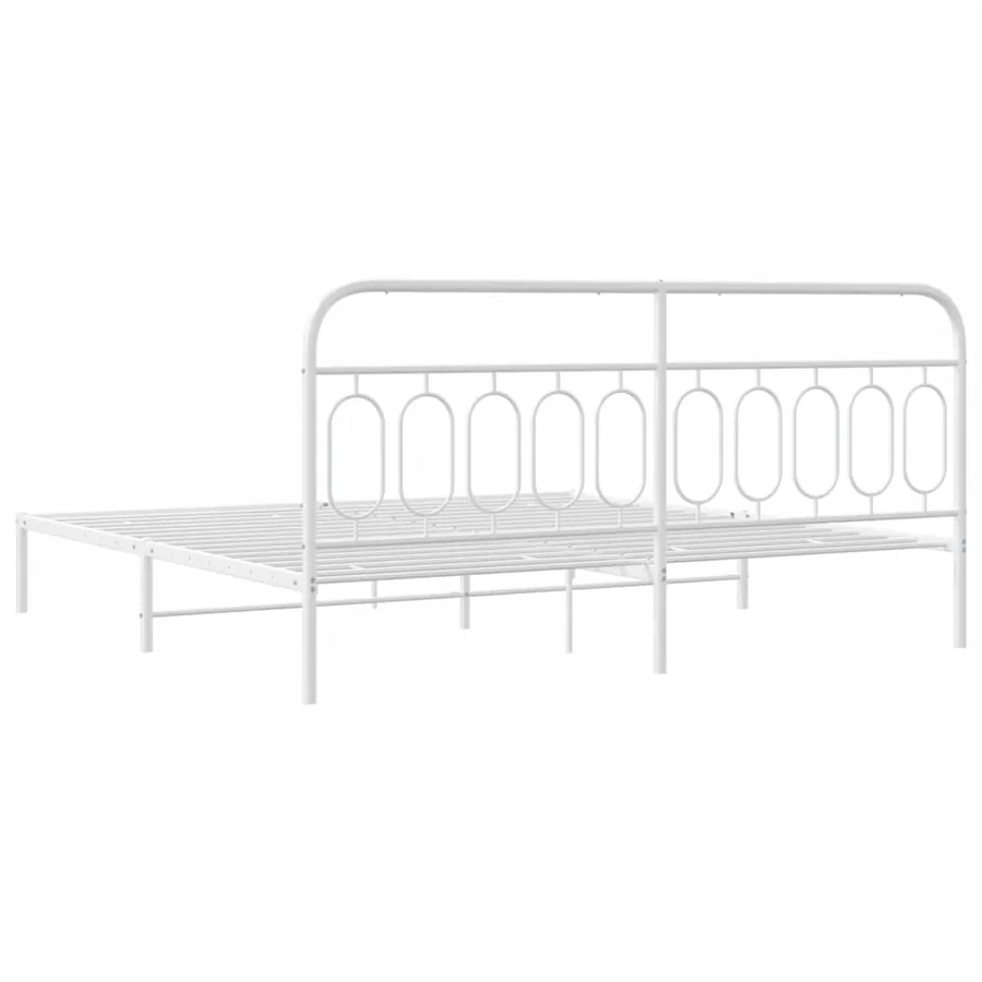 Cadre de lit métal sans matelas et tête de lit blanc 200x200 cm - 6