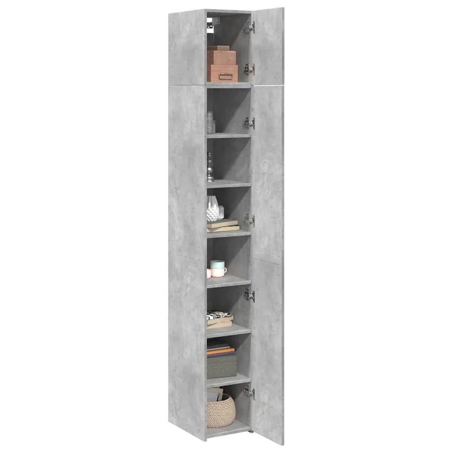 Armoire de rangement mince gris béton 30x42,5x225 cm - 3