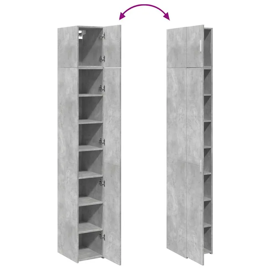 Armoire de rangement mince gris béton 30x42,5x225 cm - 9