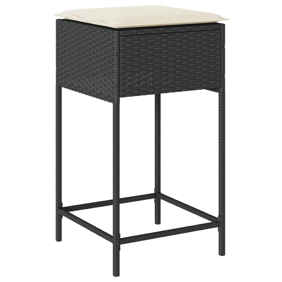 Ensemble de bar de jardin 7 pcs avec coussins noir poly rotin - 4