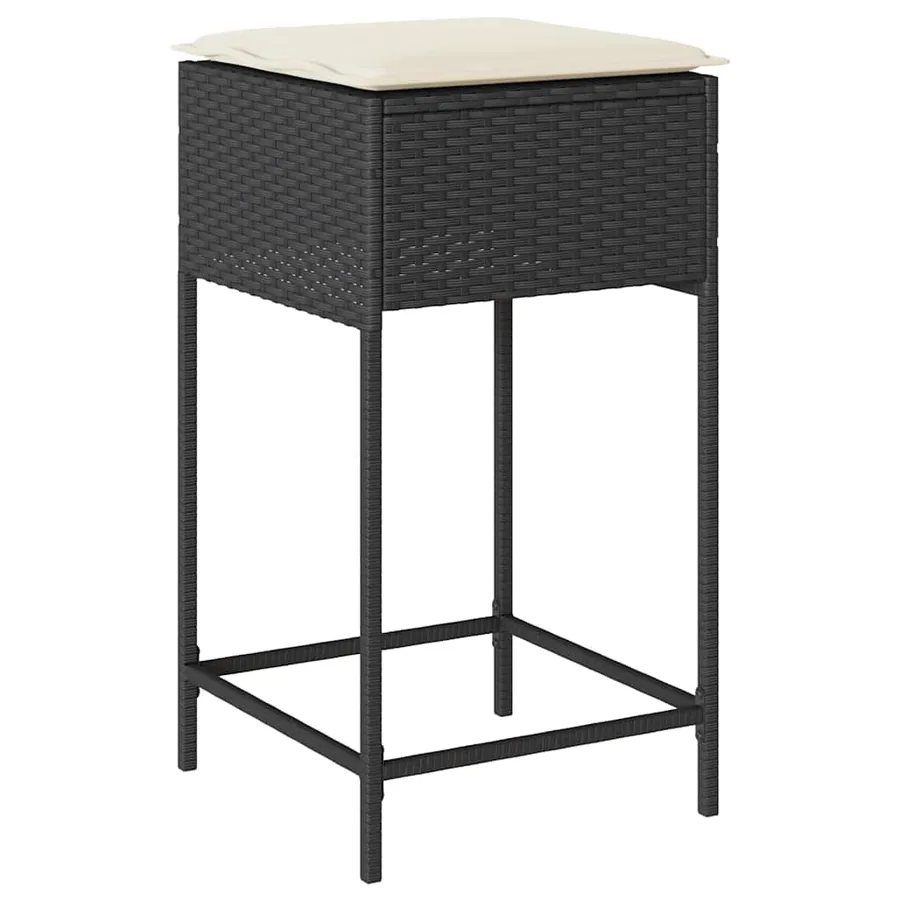 Ensemble de bar de jardin 5 pcs avec coussins noir poly rotin - 4