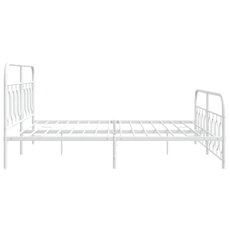Cadre de lit métal sans matelas et pied de lit blanc 193x203 cm - 5