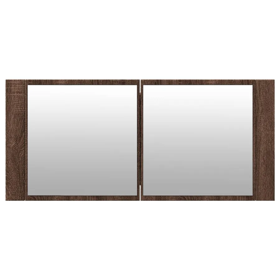 Armoire à miroir à LED de bain chêne marron 100x12x45 cm - 7