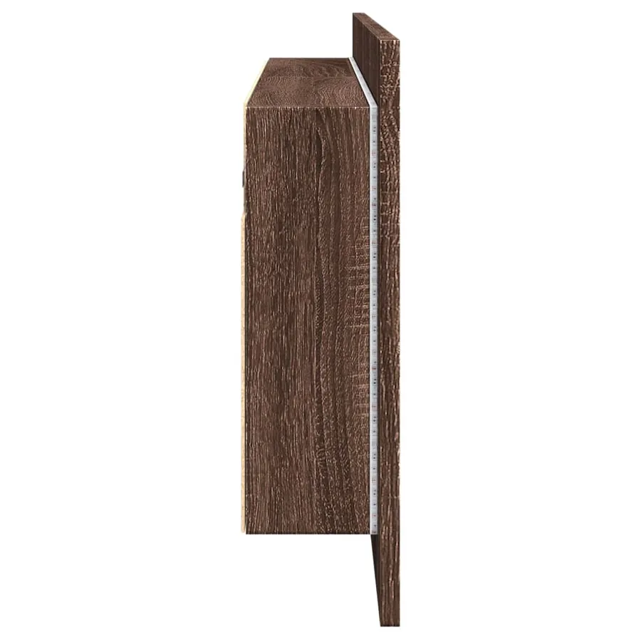 Armoire à miroir à LED de bain chêne marron 100x12x45 cm - 8