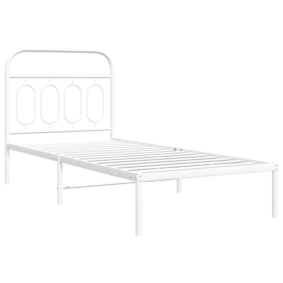Cadre de lit métal sans matelas avec tête de lit blanc 90x200cm - 3
