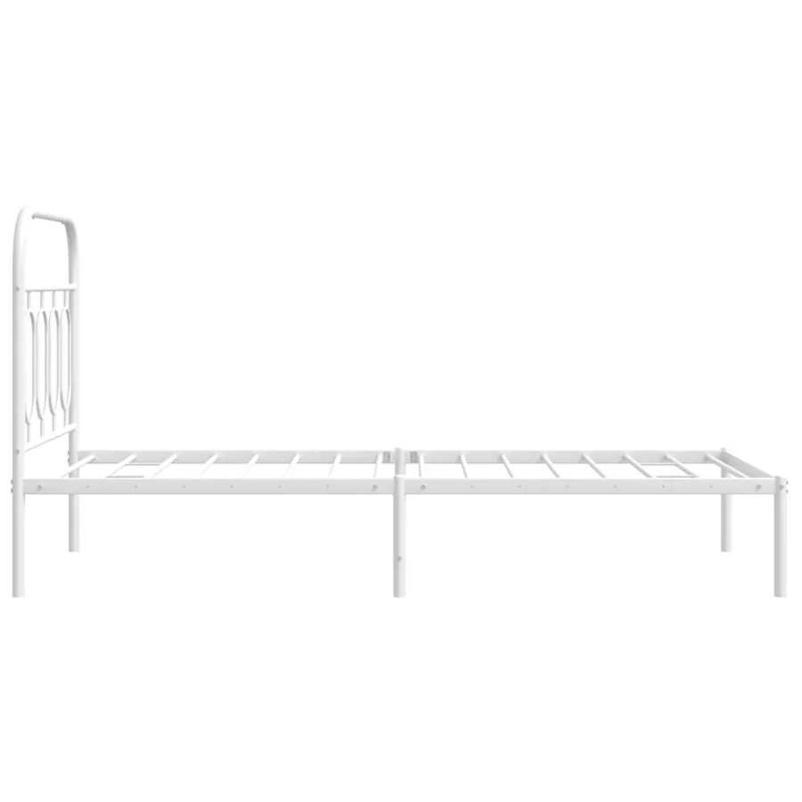 Cadre de lit métal sans matelas avec tête de lit blanc 90x200cm - 5